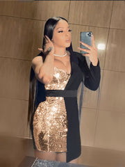 Load image into Gallery viewer, Sequined One Off-Shoulder Dress
