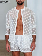Load image into Gallery viewer, Sheet Polka Dot Shirts &amp; Shorts Set
