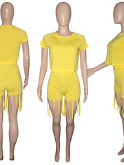 Load image into Gallery viewer, T-Shirt &amp; Frayed Shorts Set
