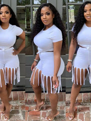 Load image into Gallery viewer, T-Shirt &amp; Frayed Shorts Set
