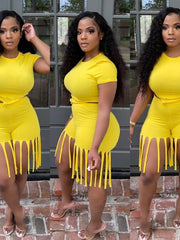 Load image into Gallery viewer, T-Shirt &amp; Frayed Shorts Set
