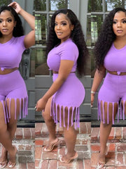 Load image into Gallery viewer, T-Shirt &amp; Frayed Shorts Set
