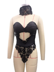 Load image into Gallery viewer, Lace Cut-Out Tube Teddy Bodysuit
