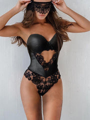 Load image into Gallery viewer, Lace Cut-Out Tube Teddy Bodysuit
