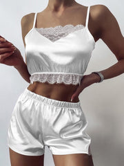 Load image into Gallery viewer, Satin Top &amp; Shorts Pajama Set
