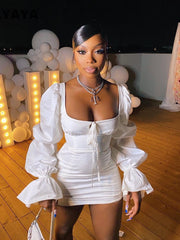 Load image into Gallery viewer, Lantern Sleeve Mini Dress
