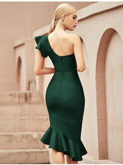 Load image into Gallery viewer, One Off Shoulder Asymmetric Dress
