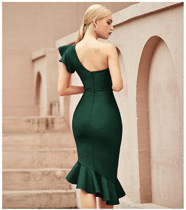 One Off Shoulder Asymmetric Dress