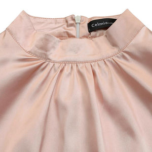 Lantern Sleeve Satin Dress