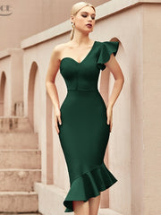 Load image into Gallery viewer, One Off Shoulder Asymmetric Dress
