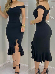 Load image into Gallery viewer, Rhinestone Off Shoulder Dress
