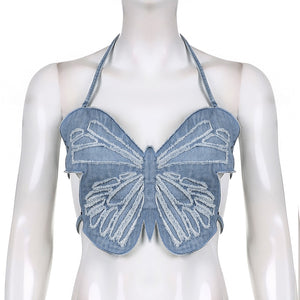 Butterfly Jeans Crop Top