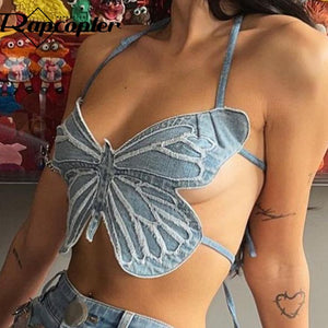 Butterfly Jeans Crop Top