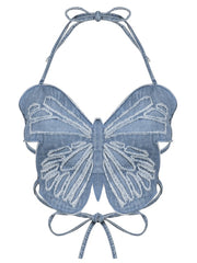 Load image into Gallery viewer, Butterfly Jeans Crop Top
