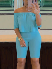 Load image into Gallery viewer, Off-Shoulder Crop Top &amp; Shorts
