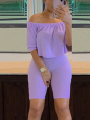 Load image into Gallery viewer, Off-Shoulder Crop Top &amp; Shorts
