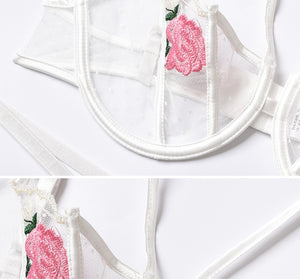 Floral Embroidered Lingerie Set