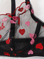 Load image into Gallery viewer, Lace Heart Embroidered Lingerie Set
