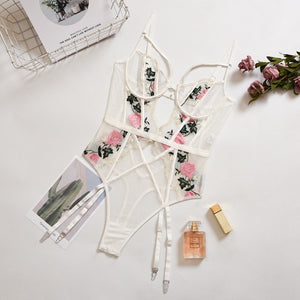 Floral Embroidered Lingerie Set