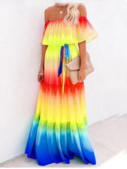 Load image into Gallery viewer, Off Shoulder Chiffon Dress
