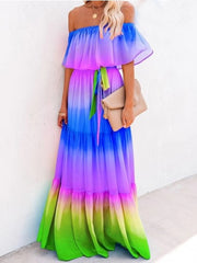 Load image into Gallery viewer, Off Shoulder Chiffon Dress
