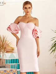 Load image into Gallery viewer, Off Shoulder Raffle Dress
