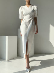 Load image into Gallery viewer, Ruffle Shoulder Sleeve Dress
