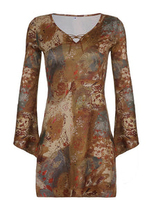 Flared Sleeve Vintage Dress