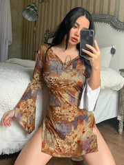 Load image into Gallery viewer, Flared Sleeve Vintage Dress
