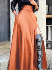 Load image into Gallery viewer, Faux Leather Side Slit Skirt
