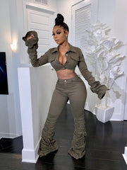 Load image into Gallery viewer, Long Sleeve Crop Top &amp; Pants
