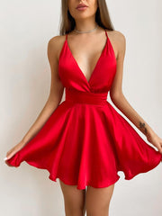 Load image into Gallery viewer, Satin Ruched Mini Dress
