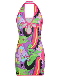 Colorful Halter Dress