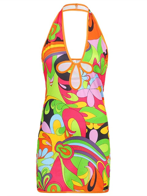 Colorful Halter Dress