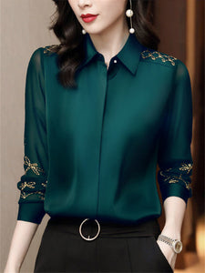 Long Sleeve Chiffon Blouse