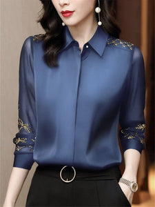 Long Sleeve Chiffon Blouse