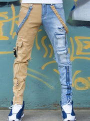 Load image into Gallery viewer, Two-Tone Jeans Pants
