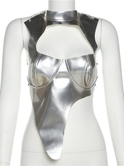 Load image into Gallery viewer, Asymmetric Faux Leather Top
