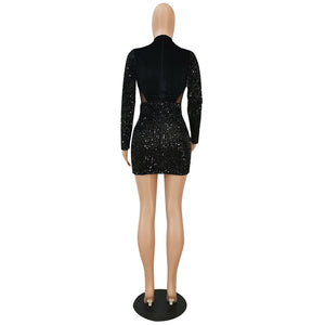 Sequin Long Sleeve Dress