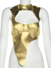 Load image into Gallery viewer, Asymmetric Faux Leather Top
