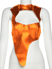 Load image into Gallery viewer, Asymmetric Faux Leather Top
