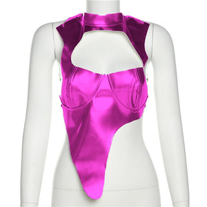 Asymmetric Faux Leather Top