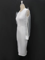 Load image into Gallery viewer, Sheer Sleeve White Dress
