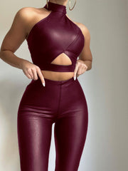 Load image into Gallery viewer, Two Piece Halter Top and Pants Set
