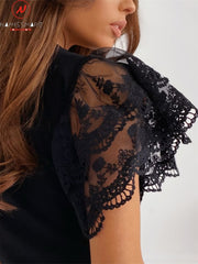 Load image into Gallery viewer, Sheer Lace Shoulder Top
