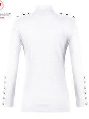 Load image into Gallery viewer, Turtleneck Sweater W/ Button Sleeves
