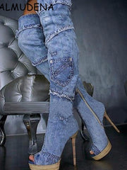 Load image into Gallery viewer, Open Toes Knee High Boots
