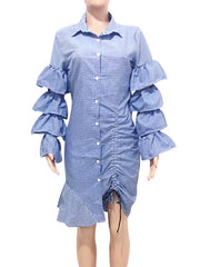 Load image into Gallery viewer, Layered Ruffles Sleeve Dress
