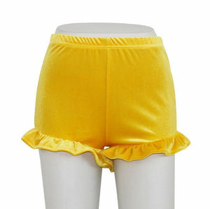 Velvet Ruffled High Waist Shorts